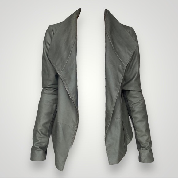 Vince Green Leather Biker Jacket 🐊 - Picture 6 of 7